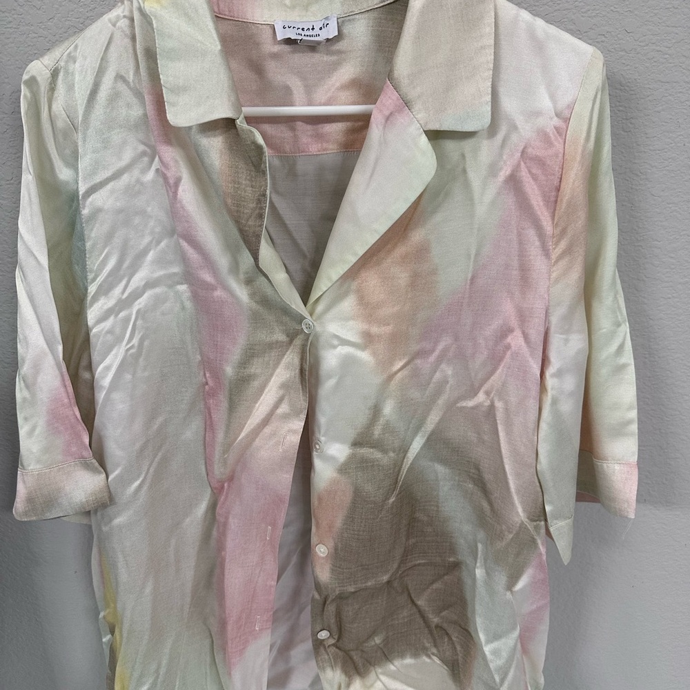 Current Air Pastel Pink and Cream Blouse